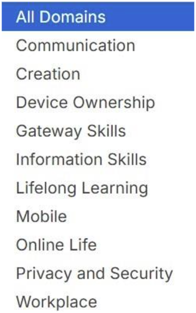 A close-up screenshot of a list of words listing all domains